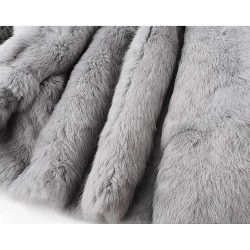 Fox Fur Collar Removable Rabbit Liner Denim Jacket Coat Women Outerwear Winter Loose Thick Warm Jeans Jackets Parka Female 241021