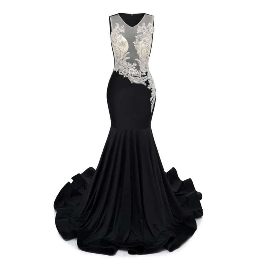 Photos Custom Made Real 2024 New Prom Dresses Royal Blue Black Bury Orange Sleeveless Mermaid Evening Gowns Women Special Ocn Wear Dress Bm3501