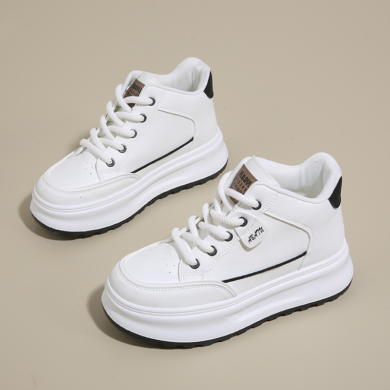 White new winter student version versatile casual trendy thick soled high top board shoes