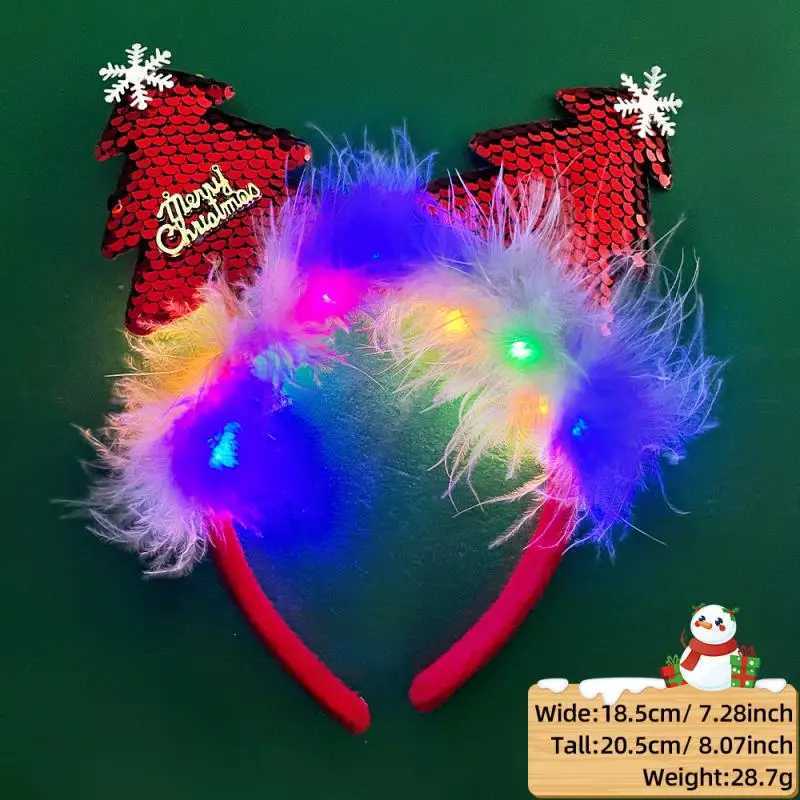 2025 Led Christmas Antler Headband Reindeer Light Up Headband Hair Hoop Children Party Costume DecorationX241021