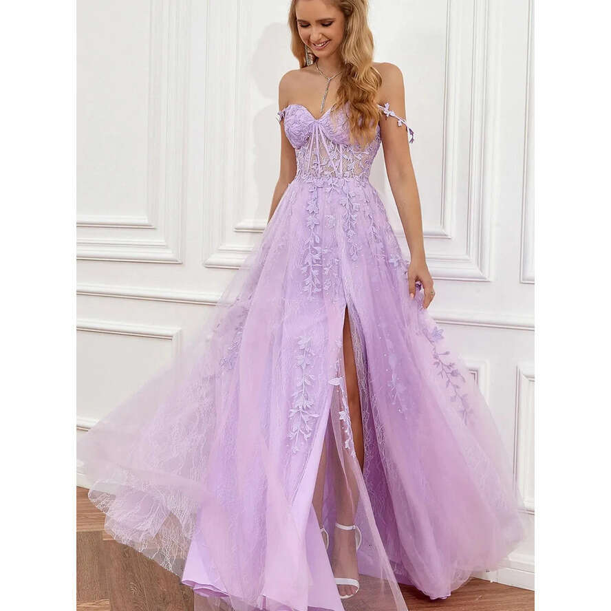 Light Purple Evening Stunning Dresses For Teens Junior Party Celebrity Dress A E Spaghetti Straps Appliques Lace Tulle Long Prom Gowns Bc18493 ppliques