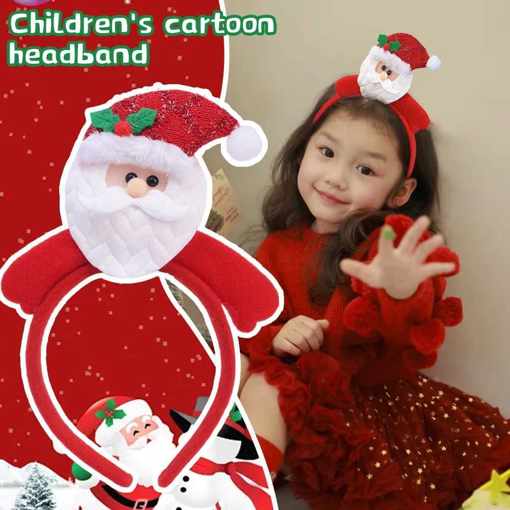 Cartoon Christmas Headband Santa Claus Snowman Elk Kids Hair Band Children Christmas Gifts Happy New Year Party Decoration PropX241021