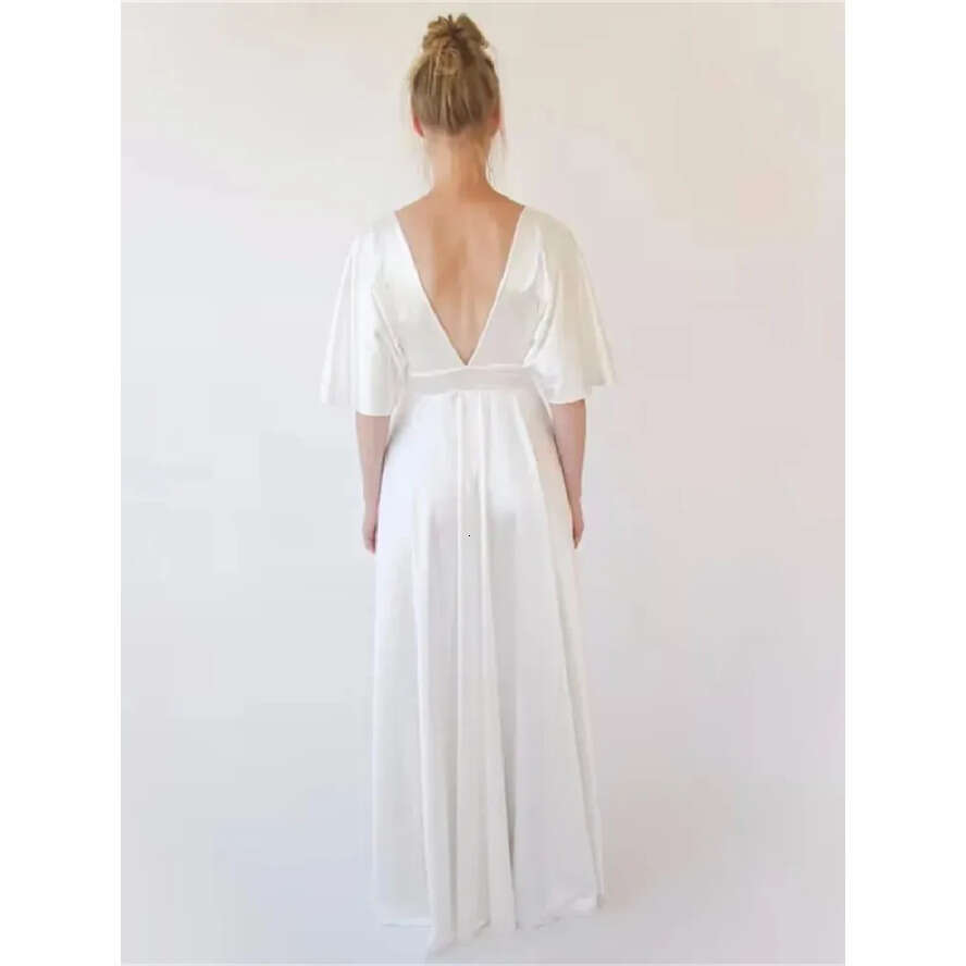 Ivory Bridesmaid Boho Summer Dresses Long Maxi Deep V Neck A E Wedding Guest Wear Maid Of Honor Gowns Prom Dress