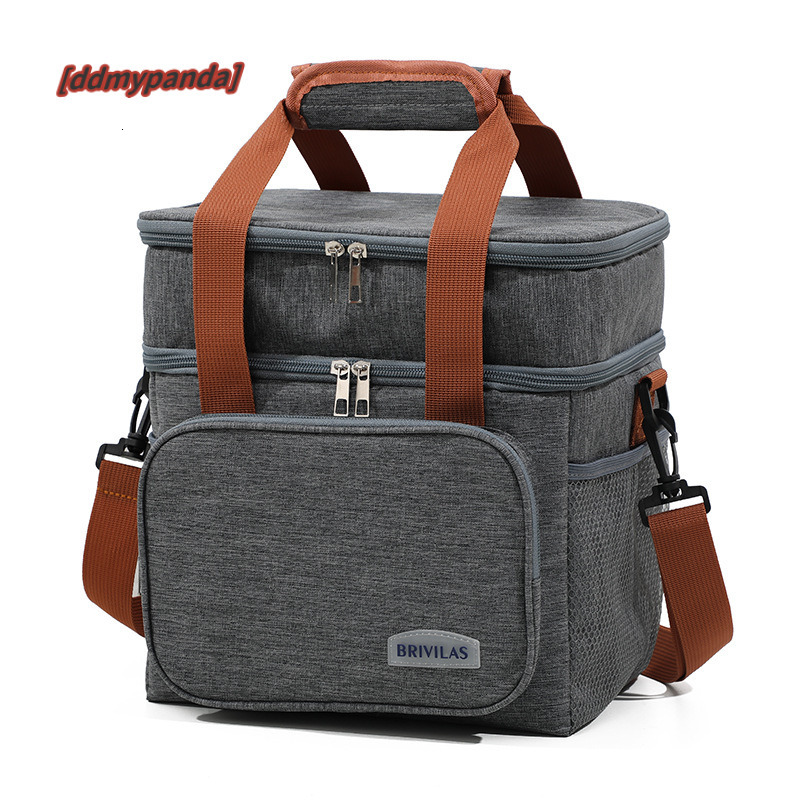 New double-layer lunch large capacity ice pack, outdoor camping with food, picnic bag, crossbody insulation bag #18 ddmypanda