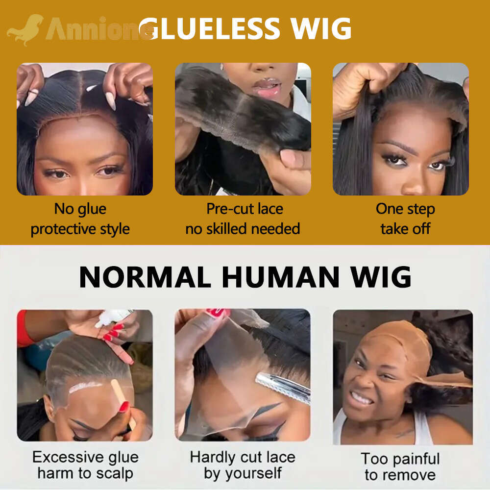 Wig Glueless Human Hair Ready To Wear X Preplucked Brazilian Straight HD Lace Front Wigs s
