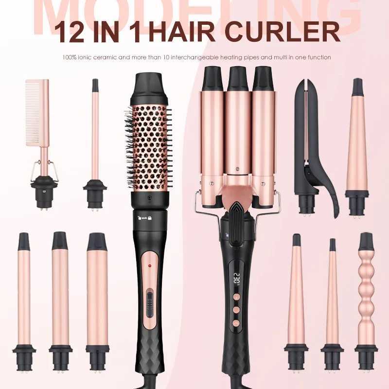 New Arrival 1.5-inch curled iron brush dual PTC heating brush electric stone round brush 2-in-1 heating brush dual volt Z241022