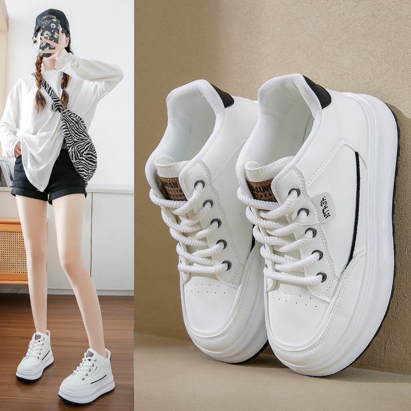White new winter student version versatile casual trendy thick soled high top board shoes