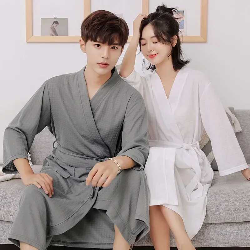 Clothing formal gowns long robes lovers gowns solid home furnishings pajamas Chinese oversized pajamas cotton bathroom W241023