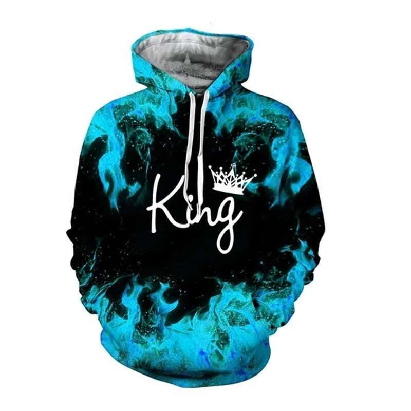 Printed D Fashion Couple King And Queen Hoodie Casual Simple Loose Oversized men s Street Retro Harajuku Hoodies