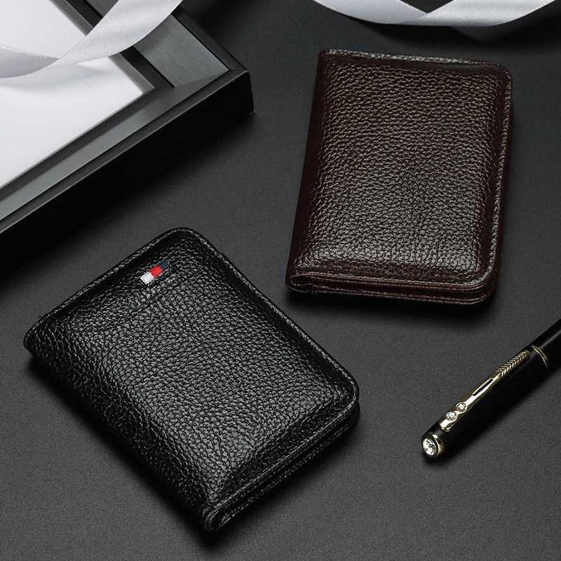 Men Card Holder Leather Thin Mini Mens Wallet Small Pocket Purse Women Bank Holder for Men Card Wallets Z250527