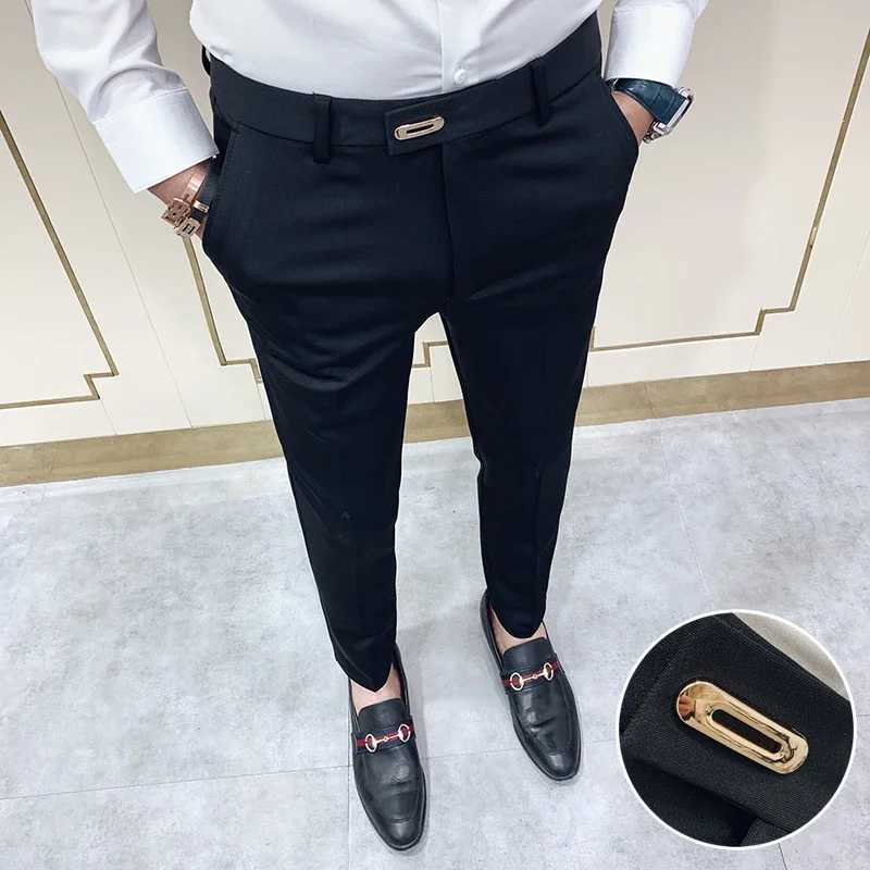 Summer Men Casual Pants Stretch Slim Straight Classic Blue Black Gray Brand Thin Business Formal Office Trousers Plus Size MenX241023