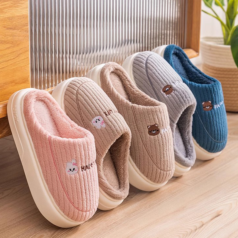 Cotton slippers for women winter home indoor autumn and winter womens home mens waterproof childrens thick soled slippers