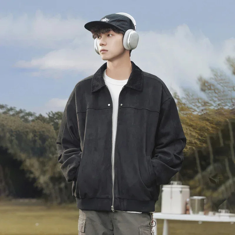 TFETTERS retro suede jacket mens autumn and winter item rivet decoration mens fashionable daily street clothing bag jacket 241023