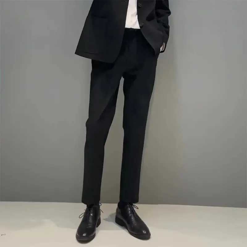 Tressed Slim Fit Man Suits Pants Straight Gray Trousers for Men Business Social Tailoring Formal Luxury Anti-wrinkle Slacks UpX241023