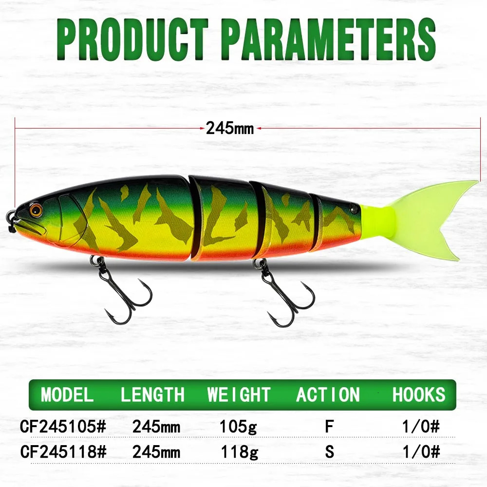 Fishing Lure Swimming Bait Jointed Floating sinking Balam 245mm 5Color Giant Hard Bait Section Lure For Big Bait Bass Pike Lure 241023