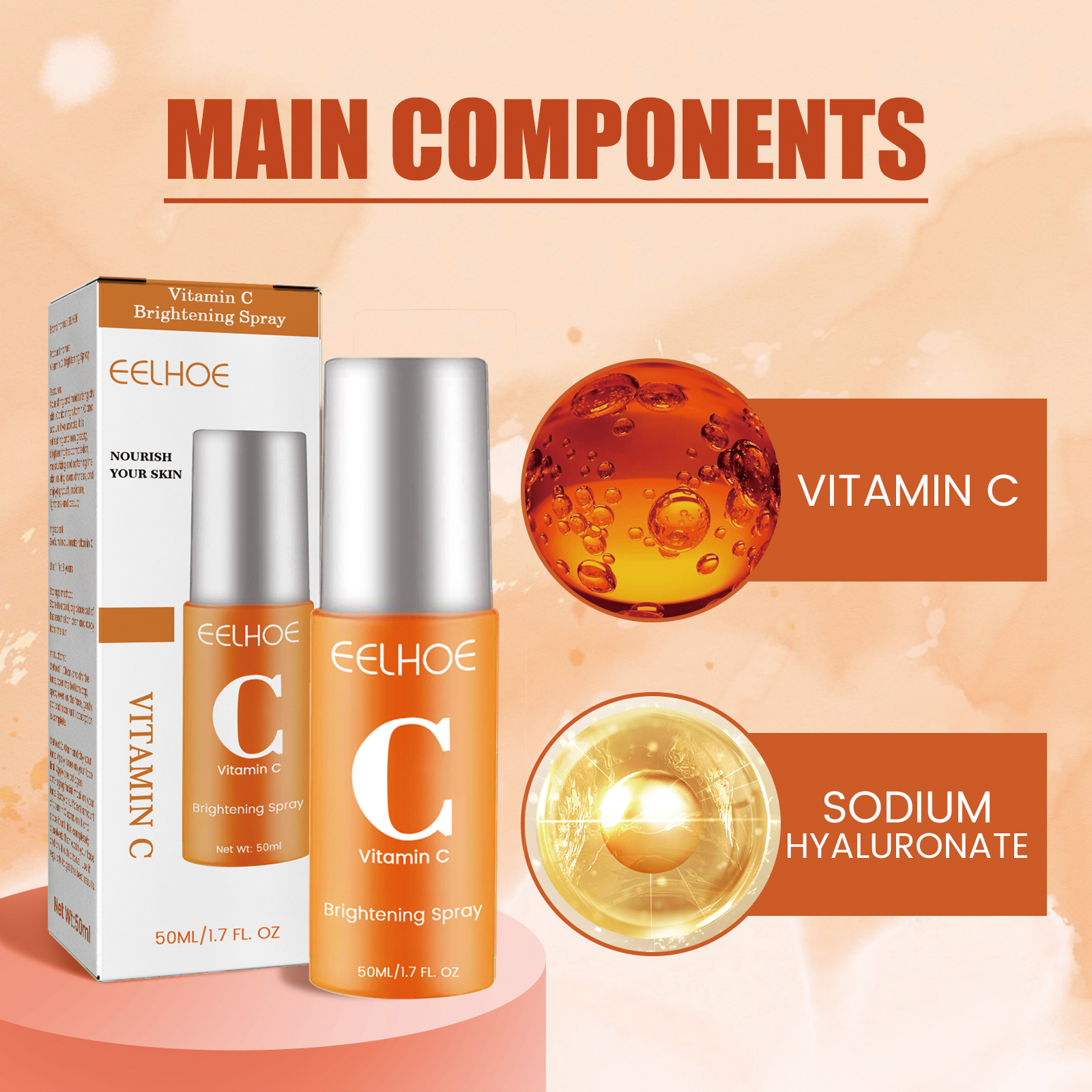 US Stock EELHOE Vitamin C Moisturizing Mist Hydrating and moisturizing skin acne blemish rejuvenating and whitening spray