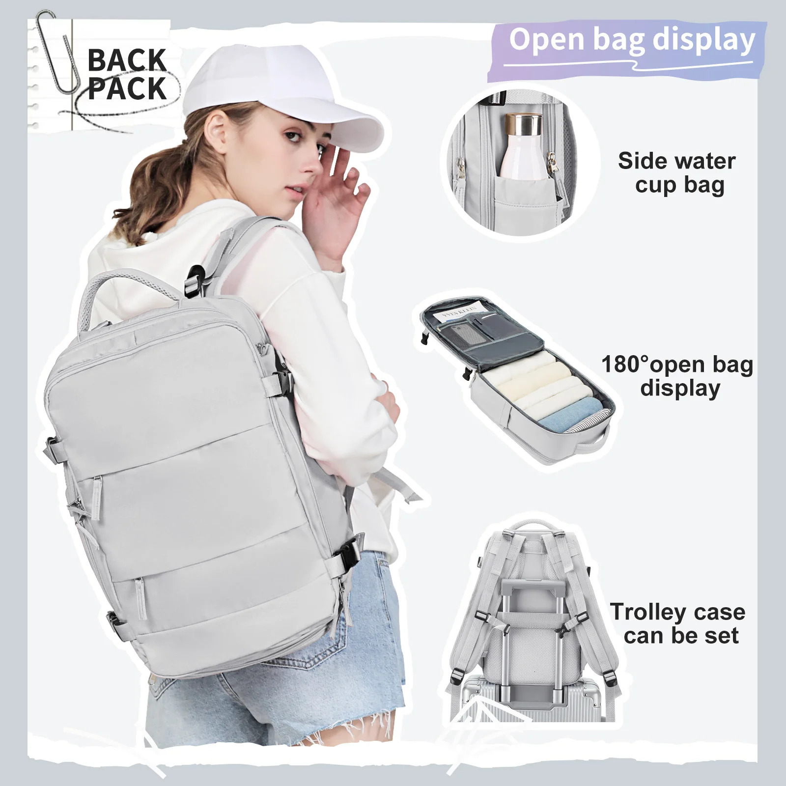 Mens large capacity Easyjet portable 45x36x20 backpack laptop bag handbag travel backpack 241023