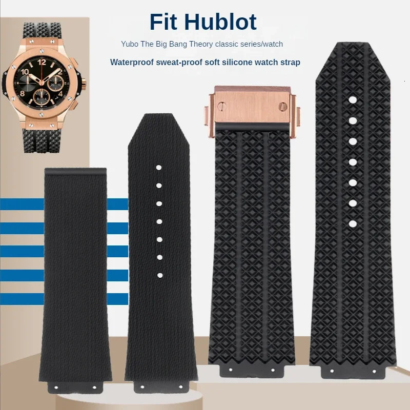 Compatible Mens Sport Accessories For Hublot Silicone Sweatproof Watch Strap Yubo Big Bang Classic Fusion 26x19mm 24x17mm 241023
