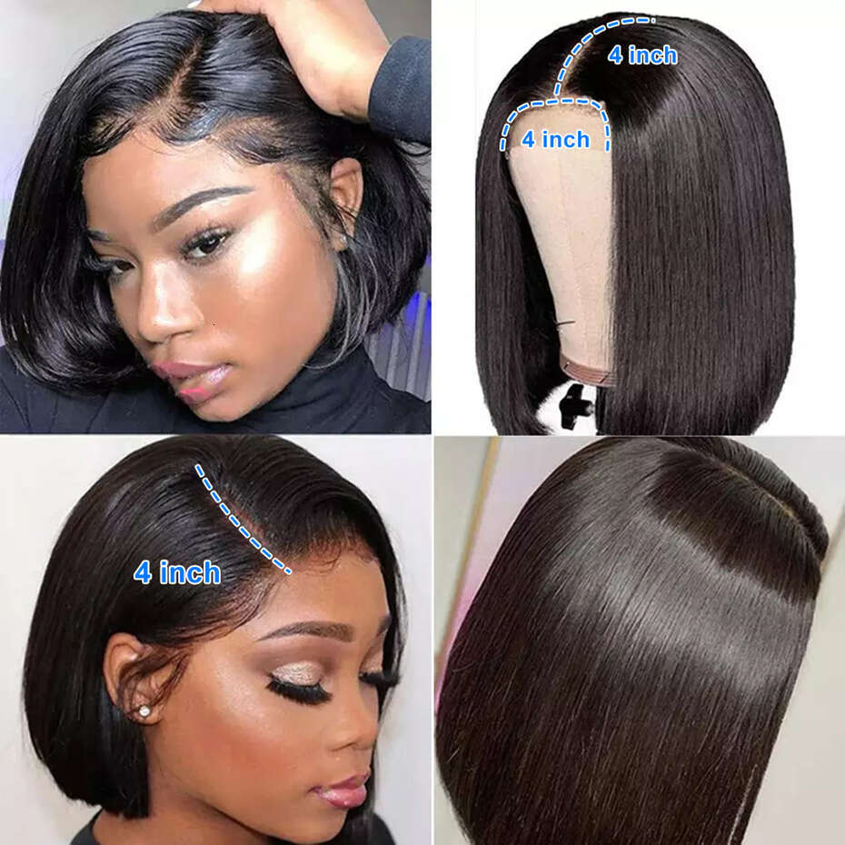 180% Density Short Lace Wig PrePlucked Bone Straight Human Hair Wigs For Women Double Drawn Remy Hair Wig 10-14Inch Bling Hair