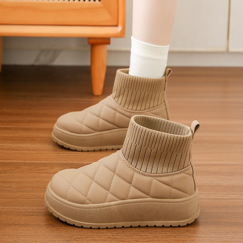 Velvet high top snow boots for women winter new student version warm casual cotton shoes trendy