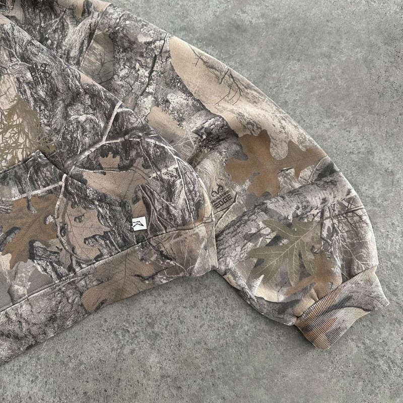 High end K Y Retro Hoodie Men Printed Camouflage Pattern Pullover Sweatshirts High Street Hip Hop Streetwear Oversized Unisex Camo wear