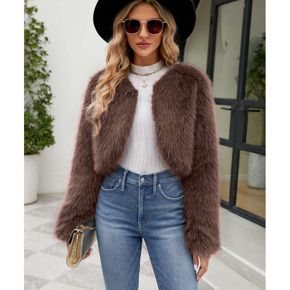 Urban Style Faux Fur Coat Women Casual Top Short Comfortable Fashion Slim Jackets Long Sleeves Y2k Autumn Winter Streetwear
