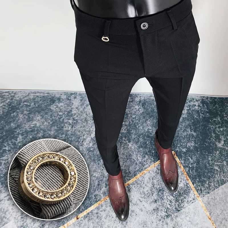 2023 Men British High Waist Straight Pants Men Social Trousers Pant Italian Mens Formal Pant Pantalones Hombre Dress Ankle PantsX241023