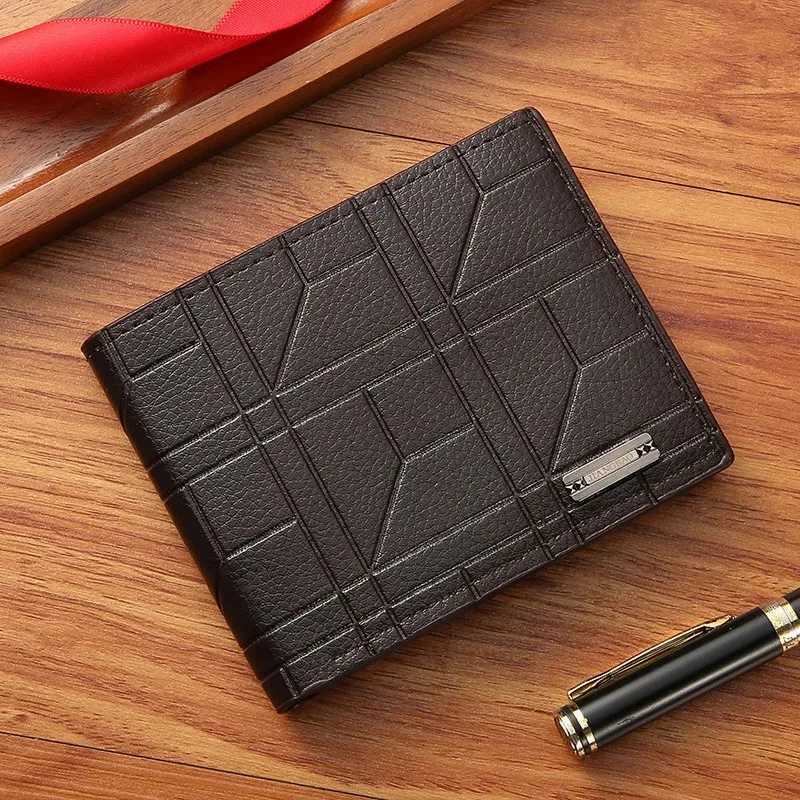 PU leather wallet for men and women business folding multi card wallet picture coin wallet ultra-thin currency card ID card holder bag Z250411