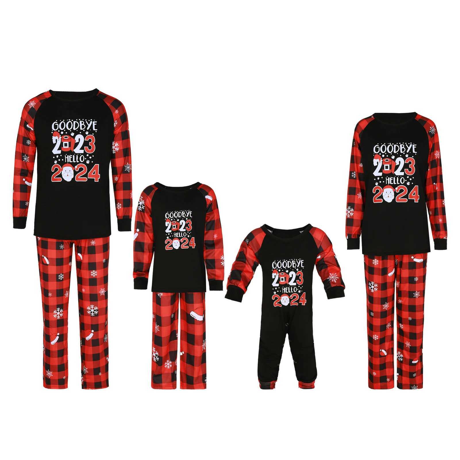 2 Piece Parent-Child Outfits Cute Christmas Family Pajamas Set Casual Red Plaid Holiday Nightwear Pjs for Baby Kids Teens AdultsXJ241008