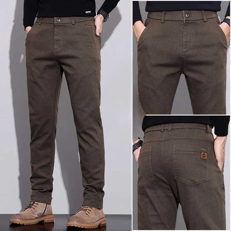 New Winter High-End Business Mens Suit Pants Autumn and Winter Slim Straight Casual Pants Versatile Fashion Trousers KoreanX241023