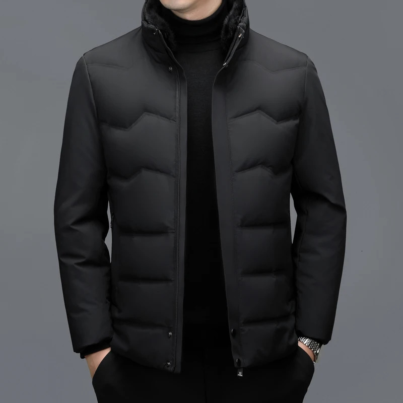 YX-2611 Mens White Duck Down Jacket Winter Thick Jacket Fur Integrated Collar Detachable Casual Business Warm Jacket 241022