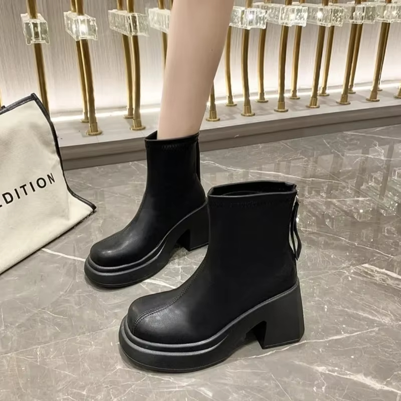 Fashion Korean Martin Temperament Designer Autumn And Winter Womens New Thick Heel High Heels Small Ankle Boots