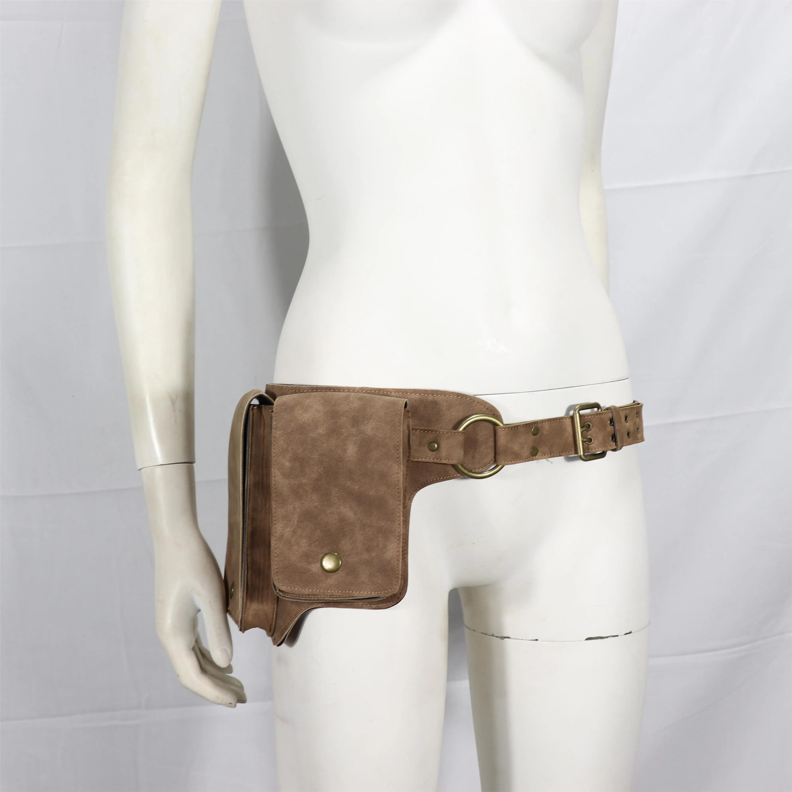 Medieval Adjustable PU Leather Practical Pocket Womens Retro Hip Bag Waist Bag Viking Warrior Larp Role Playing Accessories Wallet 241023