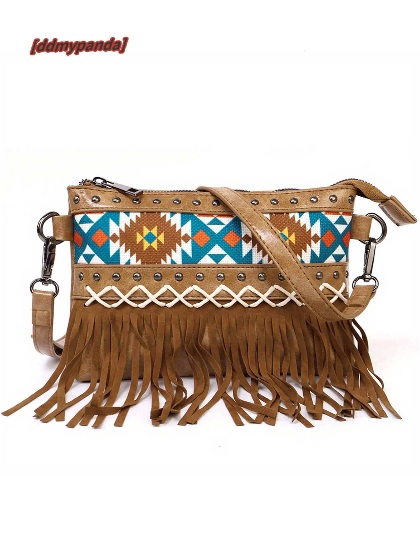Printed canvas tassel personalized western crossbody bag Bohemian TK #46 ddmypanda