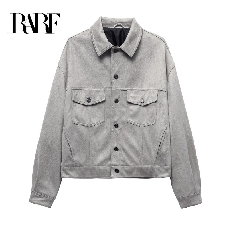 RARF Mens Autumn/Winter Suede Jacket Tool Casual Collar Coat Tri Color Mens 241023