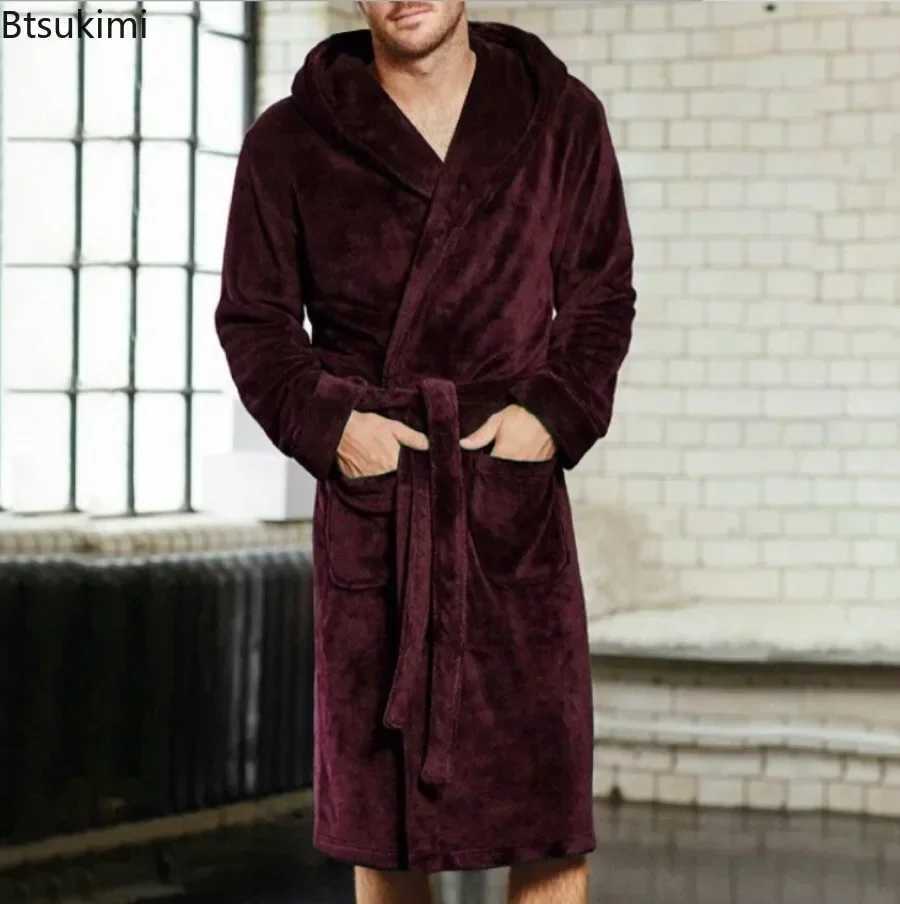 2024 mens warm flannel bath towel winter casual bath towel Spwear long Sve plush Shl mens bath towel lounge evening gown W241023