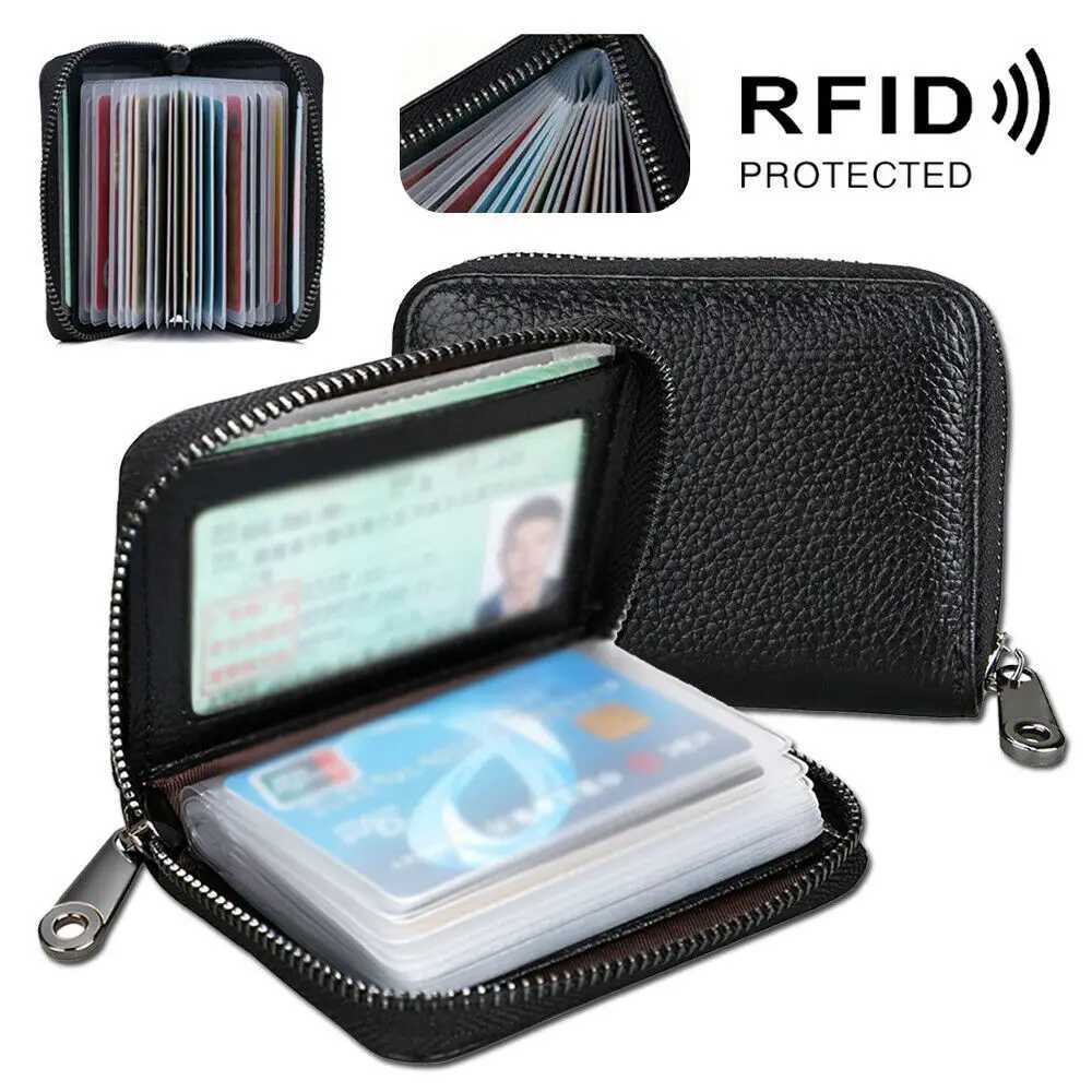 New Mini Leather 20 Card Wallet Mini Leather Wallet Business Box Wallet Bracket RFID Blocked Carteira Masculina Porte Carte Z250411