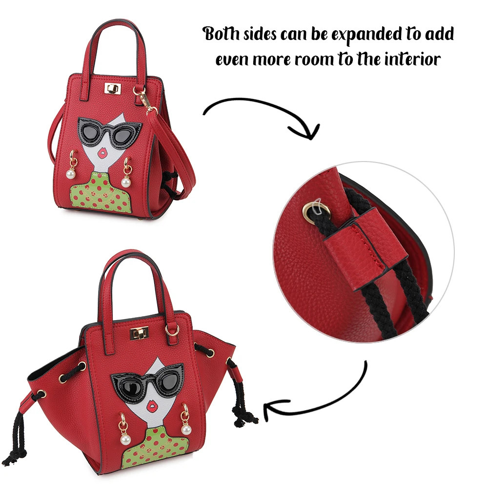 Funky Lady Face Purses and Handbags for Women Cartoon Pattern Female Shoulder Bag Top Handle Satchel Party Clutch Crossbody Bag 241023