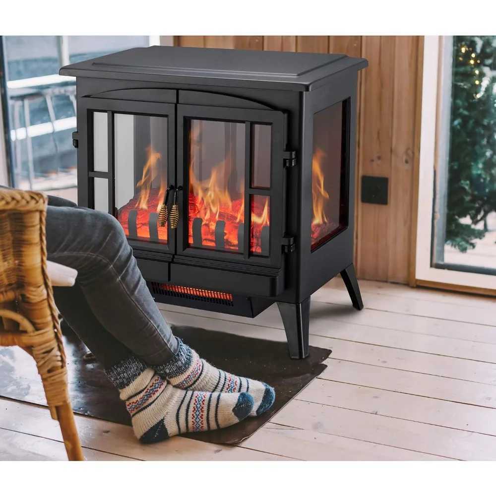 Home Heaters Electric Fireplace Stove Freestanding Fireplace Heater with Realistic Flame Indoor Electric Stove Heater Portable Infrared S2410224