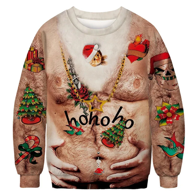 Unisex Ugly Christmas Sweater For Men Women 3D Funny Print Pullover Hoodies Sweatshirts Autumn Winter Sweaters Jumpers Tops 241022