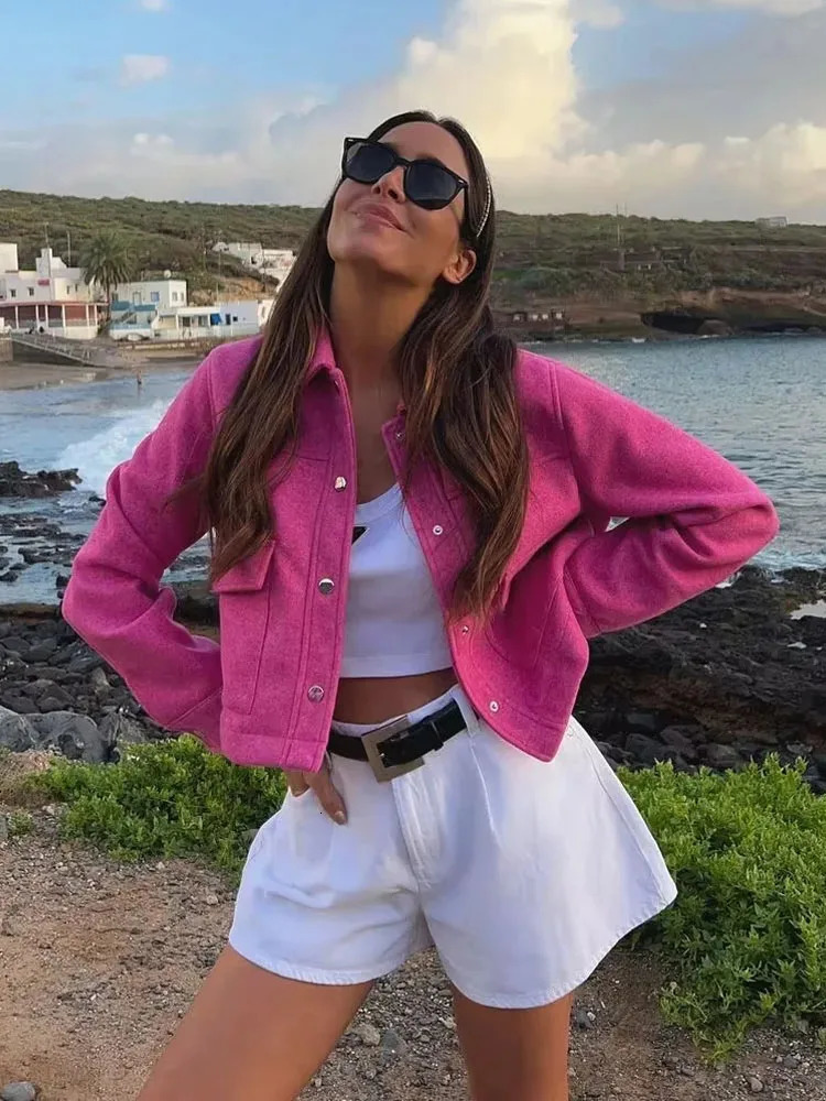 TRAF autumn and winter tweed womens jacket button cut jacket jacket womens jacket cut half season jacket 241023