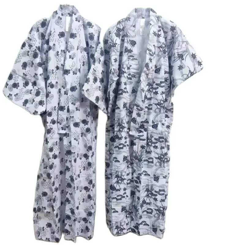 Kimono pajamas mens evening gown double-layer cotton pajamas Japanese loose home clothes loose printed pajamas W241023