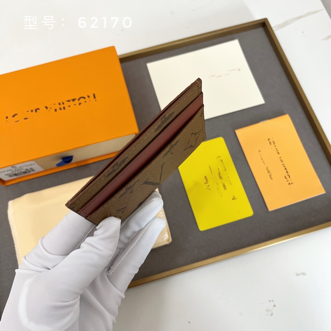 Top Luxury Designer Leather Card Holder Wallet Short Case Purse Fashion Brown Womens Men Purses Handbag Mens Key Coin Famous Clutch Mini louisevuittuns Bags box