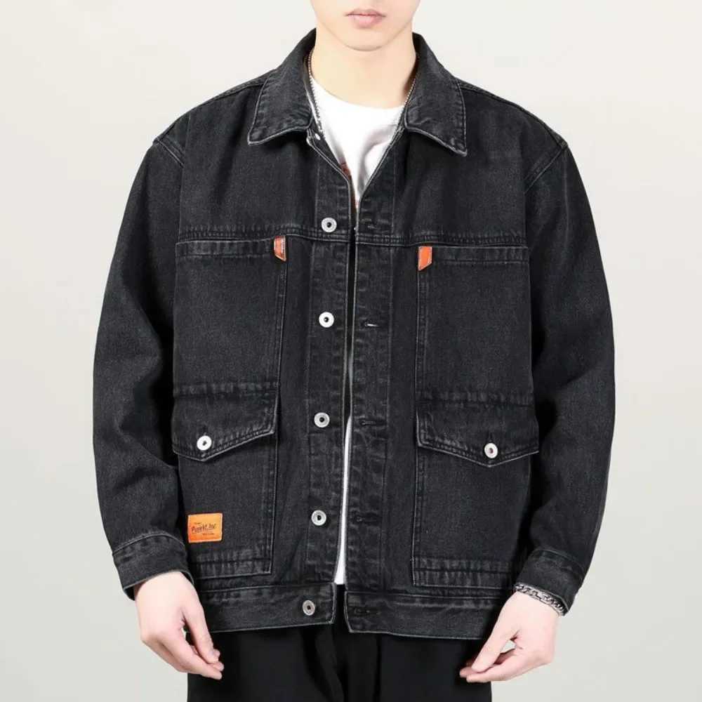 Mens high-end multi pocket cargo bag plus size mens jacket X241023