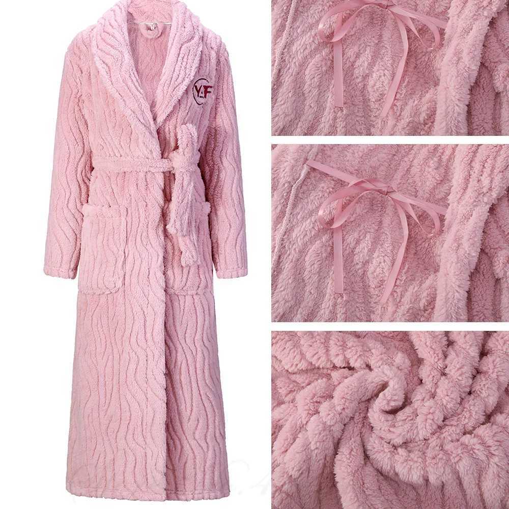 Winter Plus Couple Spwear Long Robe Thick Mens Flannel Kimono Bathroom Dress Loose Coral Fce Home Clothing Casual Clothing W241023