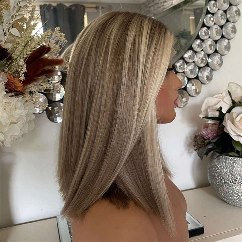 Short Bob Wigs Glueless 100% Brazilian Ombre Ash Blonde Hd Lace Frontal Wig 13x4 t Human Hair