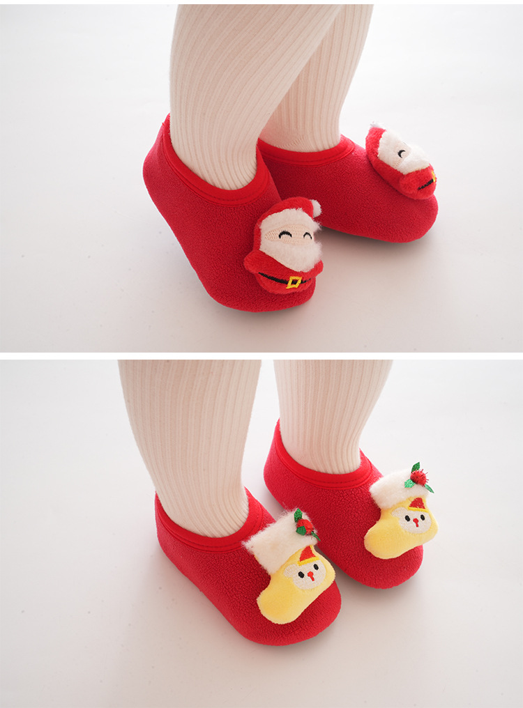 2024 Christmas Elk Baby Floor Socks Santa Claus Baby Socks Red Elk Step Socks