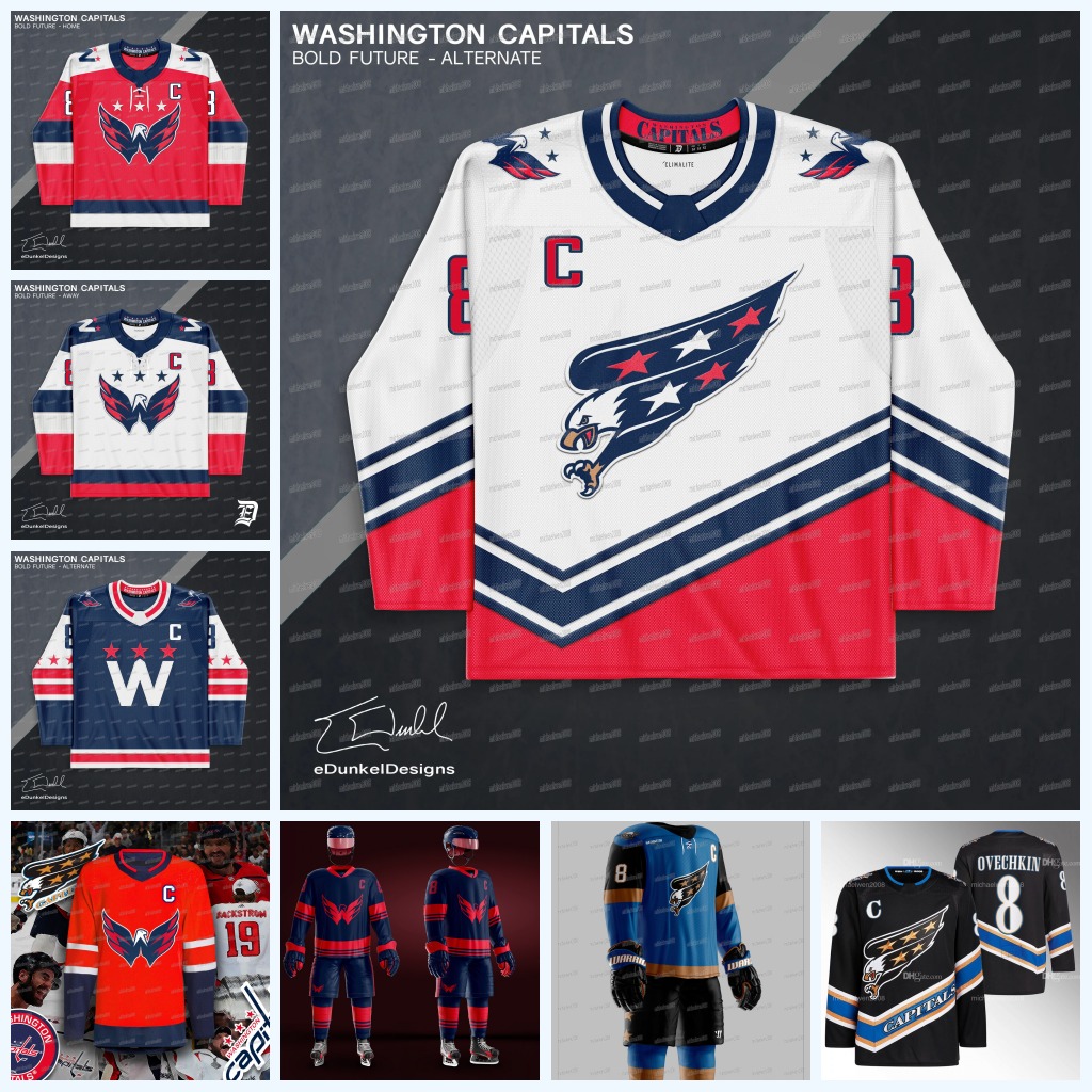 Capital Alex Ovechkin 2024-25 Concept Hockey Jersey T.J. Oshie Nicklas Backstrom Pierre-Luc Dubois Luke Philp Eriks Mateiko Henrik Rybinski Jakob Chychrun