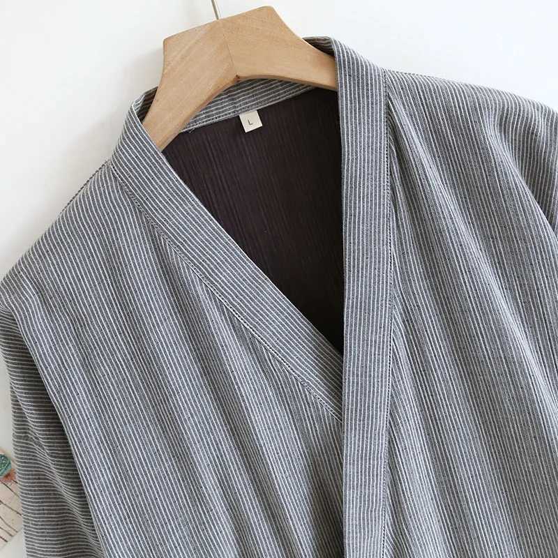 Mens spring and summer slim fit cotton woven plus 200kg sweater steam mens long robe W241023