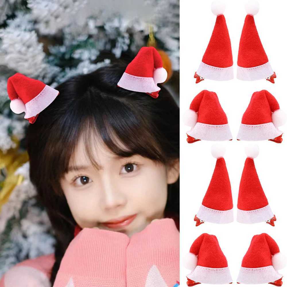 1/2pcs Christmas Hair Clip Xmas Hat Hair Clips Santa Cap Duckbill Clips Cute Mini Hat Hair Barrettes Holiday Hair AccessoriesX241022